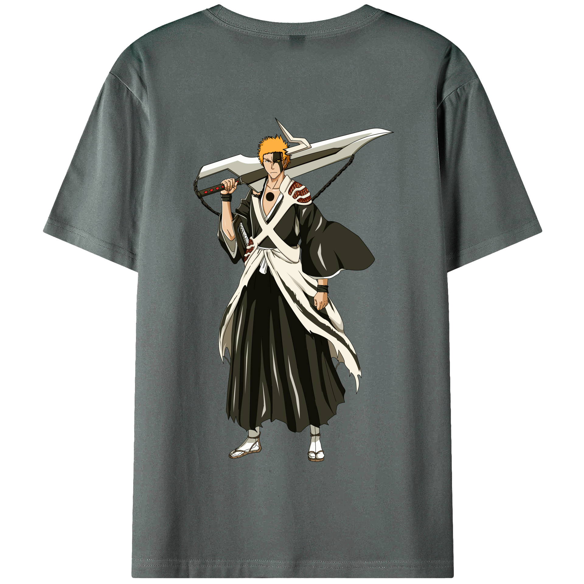 （画像用） ブリーチ 黒崎一護（くろさき いちご）BLEACH Kurosaki Ichigo 綿100％半袖Tシャツ（背面プリント）